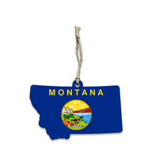 Montana State Flag Cutup - Souvenirs & Gifts Souvenirs & Gifts Meissenburg Designs Wood Ornament (Pack of 12) 4.25" x 2.5"