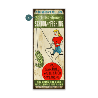 School of Fishing: Personalized - Wood & Metal Wall Art Wood & Metal Wall Art Meissenburg Designs Wood 7" x 16"
