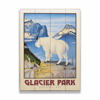 Glacier Park Mountain Goat - Wood & Metal Wall Art Wood & Metal Wall Art Monte Dolack Wood 17" x 23"