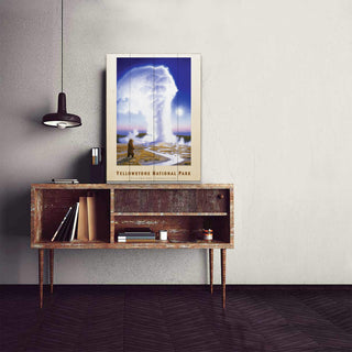 Yellowstone National Park Grizzly and Geyser - Wood & Metal Wall Art Wood & Metal Wall Art Monte Dolack