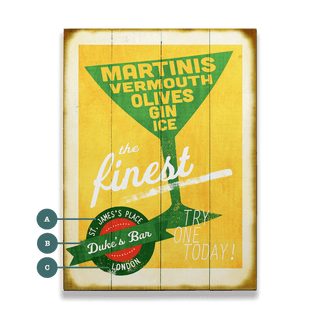 The Finest Martinis - Wood & Metal Wall Art Wood & Metal Wall Art Meissenburg Designs Wood 9" x 12"