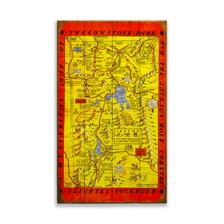 Yellowstone and Jackson Hole Map - Wood & Metal Wall Art Wood & Metal Wall Art Meissenburg Designs Wood 8" x 14"