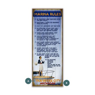 Marina Rules - Wood & Metal Wall Art Wood & Metal Wall Art Meissenburg Designs Wood 7" x 16"