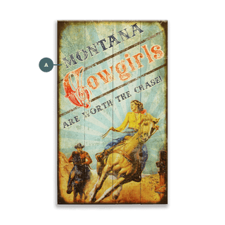 Cowgirls are Worth the Chase - Wood & Metal Wall Art Wood & Metal Wall Art Meissenburg Designs Wood 8" x 14"