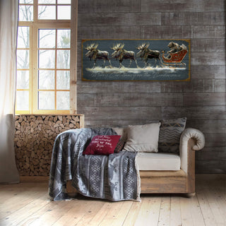 Santa Grizzly Sleigh with Moose - Wood & Metal Wall Art Wood & Metal Wall Art Marilynn Dwyer Mason