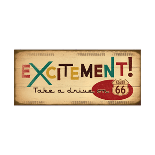 Excitement on Route 66 - Wood & Metal Wall Art Wood & Metal Wall Art Meissenburg Designs Wood 16" x 7"