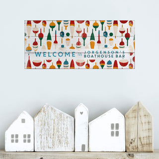 Welcome to the Boathouse: Personalized Bobber - Wood & Metal Wall Art Wood & Metal Wall Art Meissenburg Designs