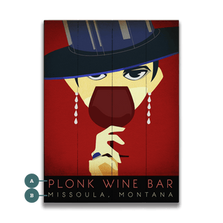 Mystery at the Plonk Wine Bar - Wood & Metal Wall Art Wood & Metal Wall Art Meissenburg Designs Wood 9" x 12"