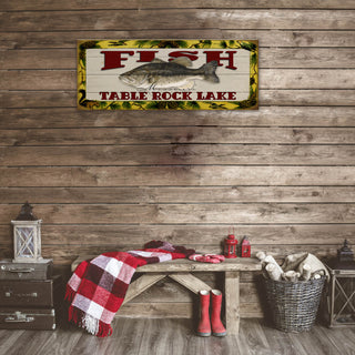 Catch of the Day Freshwater Fishing Sign Wall Decor Wood & Metal Wall Art Meissenburg Designs