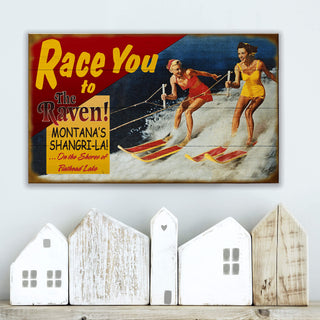 Racing Skiers - Wood & Metal Wall Art Wood & Metal Wall Art Meissenburg Designs