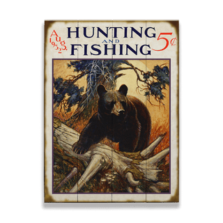 Hunting and Fishing Bear: Generic - Wood & Metal Wall Art Wood & Metal Wall Art Meissenburg Designs Wood 9" x 12"