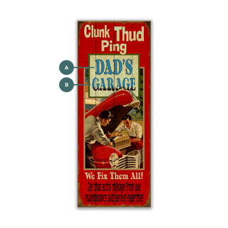 Clunk Thud Ping - Dad's Garage - Wood & Metal Wall Art Wood & Metal Wall Art Meissenburg Designs Wood 7" x 16"