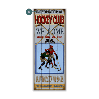 Hockey Club - Wood & Metal Wall Art Wood & Metal Wall Art Meissenburg Designs Wood 7" x 16"