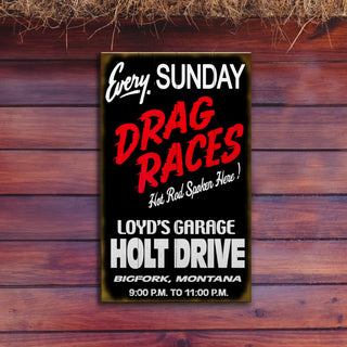 Drag Races Every Sunday - Wood & Metal Wall Art Wood & Metal Wall Art Meissenburg Designs