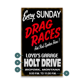 Drag Races Every Sunday - Wood & Metal Wall Art Wood & Metal Wall Art Meissenburg Designs Wood 8" x 14"