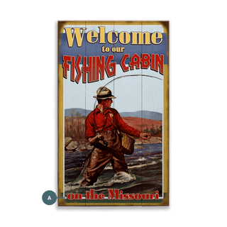 Welcome to our Fishing Cabin - Wood & Metal Wall Art Wood & Metal Wall Art Meissenburg Designs Wood 8" x 14"