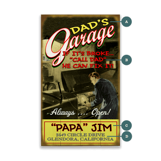 Dad's Garage - Wood & Metal Wall Art Wood & Metal Wall Art Meissenburg Designs Wood 8" x 14"