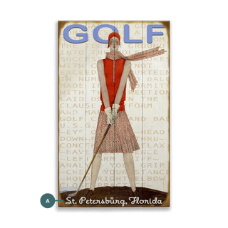 Retro Lady Golfer - Wood & Metal Wall Art Wood & Metal Wall Art Meissenburg Designs Wood 8" x 14"