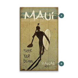 Seek Your Bliss Paddle-boarding - Wood & Metal Wall Art Wood & Metal Wall Art Meissenburg Designs Wood 8" x 14"