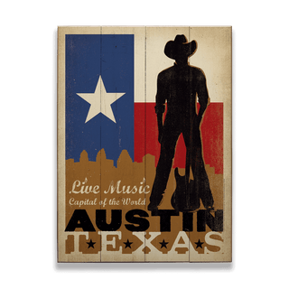 Austin, Texas - Wood & Metal Wall Art Wood & Metal Wall Art Anderson Design Group Wood 9" x 12"