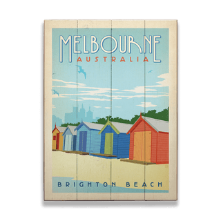 Brighton Beach, Melbourne - Wood & Metal Wall Art Wood & Metal Wall Art Anderson Design Group Wood 9" x 12"