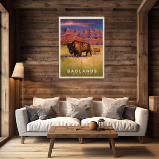 Badlands National Park: Crimson Skies - Wood & Metal Wall Art Wood & Metal Wall Art Anderson Design Group