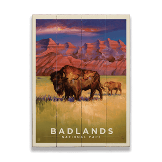Badlands National Park: Crimson Skies - Wood & Metal Wall Art Wood & Metal Wall Art Anderson Design Group