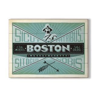 Boston, Massachusetts - Wood & Metal Wall Art Wood & Metal Wall Art Anderson Design Group Wood 12" x 9"