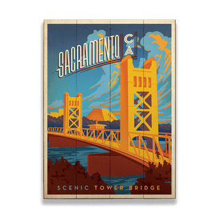 Sacramento, California- Wood & Metal Wall Art Wood & Metal Wall Art Anderson Design Group Wood 9" x 12"