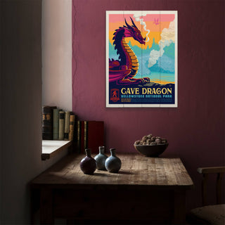 Cave Dragon: Yellowstone's Fiery Secrets - Wood & Metal Wall Art Wood & Metal Wall Art Anderson Design Group