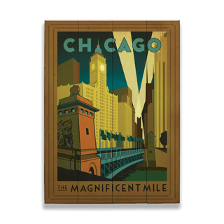 Chicago: The Magnificent Mile - Wood & Metal Wall Art Wood & Metal Wall Art Anderson Design Group Wood 9" x 12"