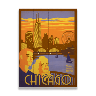 Chicago: Navy Pier - Wood & Metal Wall Art Wood & Metal Wall Art Anderson Design Group Wood 9" x 12"