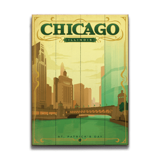 Chicago: St. Patrick's Day - Wood & Metal Wall Art Wood & Metal Wall Art Anderson Design Group Wood 9" x 12"