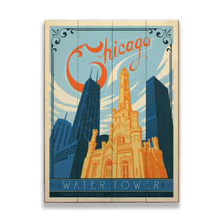 Chicago: Water Tower - Wood & Metal Wall Art Wood & Metal Wall Art Anderson Design Group Wood 9" x 12"