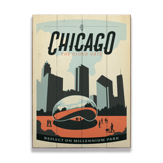Chicago: The Cloud Gate - Wood & Metal Wall Art Wood & Metal Wall Art Anderson Design Group Wood 9" x 12"