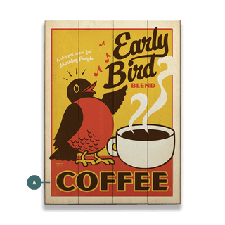 Early Bird Coffee - Wood & Metal Wall Art Wood & Metal Wall Art Anderson Design Group Wood 9" x 12"