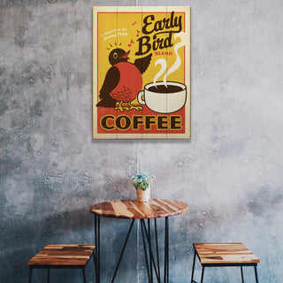 Early Bird Coffee - Wood & Metal Wall Art Wood & Metal Wall Art Anderson Design Group