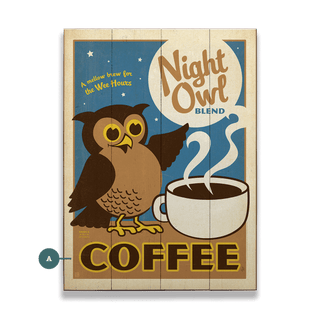 Night Owl Coffee - Wood & Metal Wall Art Wood & Metal Wall Art Anderson Design Group Wood 9" x 12"