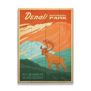 Denali National Park: Crimson Dawn - Wood & Metal Wall Art Wood & Metal Wall Art Anderson Design Group