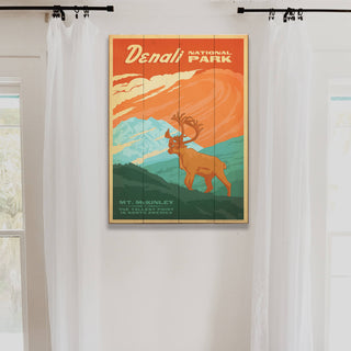 Denali National Park: Crimson Dawn - Wood & Metal Wall Art Wood & Metal Wall Art Anderson Design Group