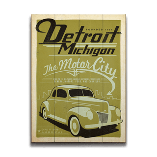 Detroit, Michigan - Wood & Metal Wall Art Wood & Metal Wall Art Anderson Design Group Wood 9" x 12"