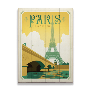 Paris, France: Golden - Wood & Metal Wall Art Wood & Metal Wall Art Anderson Design Group Wood 9" x 12"