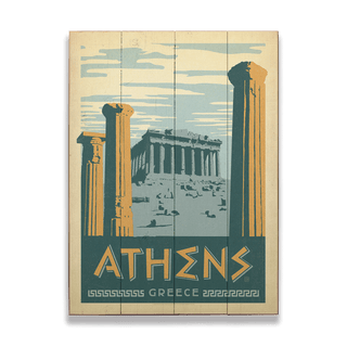 Athens, Greece - Wood & Metal Wall Art Wood & Metal Wall Art Anderson Design Group Wood 9" x 12"