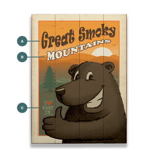Great Smoky Mountains: Thumb's Up Bear - Wood & Metal Wall Art Wood & Metal Wall Art Anderson Design Group Wood 9" x 12"