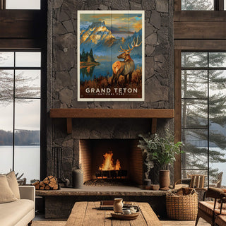 Grand Teton National Park: Sunrise Elk - Wood & Metal Wall Art Wood & Metal Wall Art Anderson Design Group