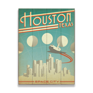 Houston, Texas: Space City - Wood & Metal Wall Art Wood & Metal Wall Art Anderson Design Group Wood 9" x 12"