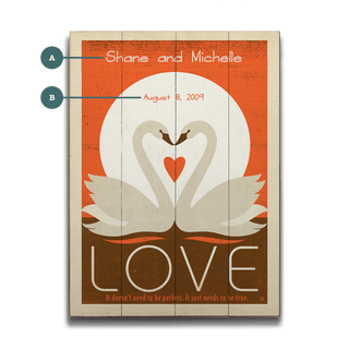 Swans in Love - Wood & Metal Wall Art Wood & Metal Wall Art Anderson Design Group Wood 9" x 12"