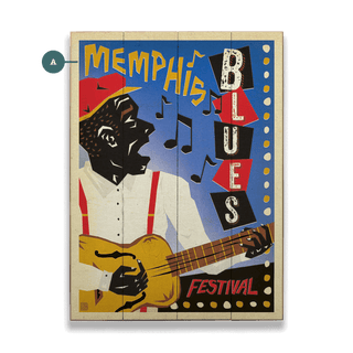 Memphis Blues - Wood & Metal Wall Art Wood & Metal Wall Art Anderson Design Group Wood 9" x 12"