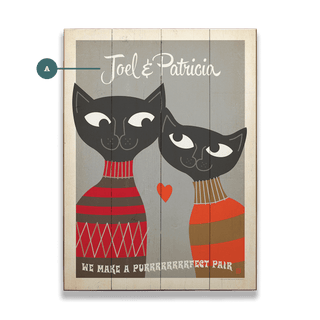 Purrfect Pair: Personalized - Wood & Metal Wall Art Wood & Metal Wall Art Anderson Design Group Wood 9" x 12"