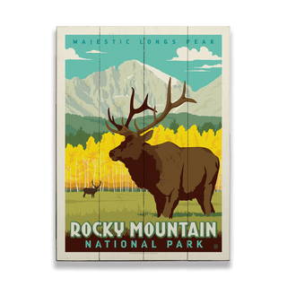 Rocky Mountain National Park: Elk Silhouette - Wood & Metal Wall Art Wood & Metal Wall Art Anderson Design Group